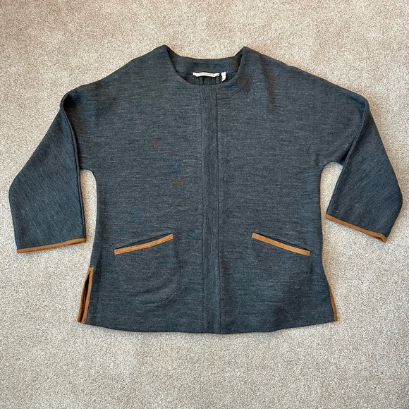 Soft Surroundings Tunic Sweater Hanna Wool Blend Charcoal Size Large P - Picture 4 of 9